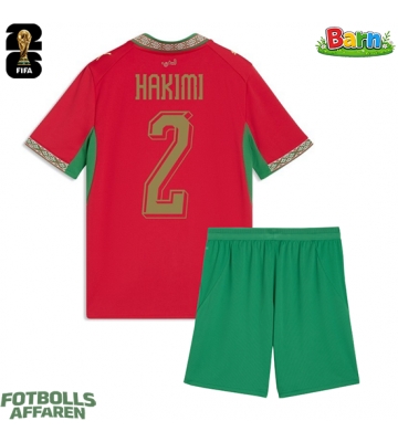 Marocko Achraf Hakimi #2 Hemmaställ Barn VM 2026 Kortärmad (+ Korta byxor)
